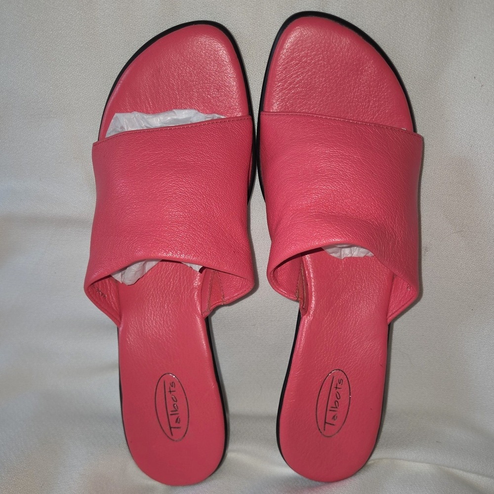 Talbots Wedge Slide Sandals Womens 8.5‎ Coral Excellent Leather Open Toe Brazil